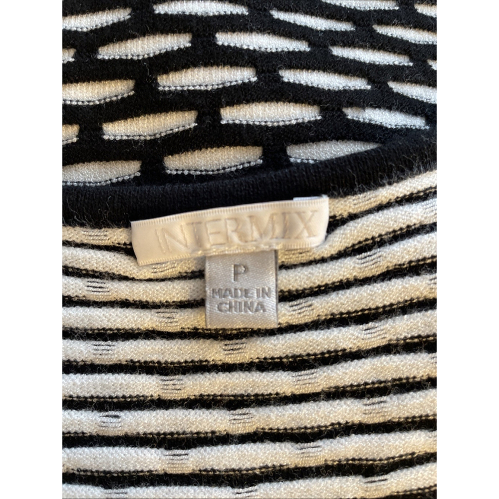 INTERMIX Petite Stretch Sleeveless Knit Black White Bodycon Dress Women's Sz P - Picture 6 of 7